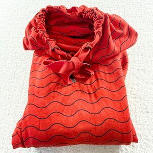 Ulla Popken Navy Blue Striped Red Long Sleeve Hoodie Lightweight - US Plus Women